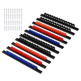 AIRTOON 10 PCS Screwdriver & Wrench Organizer, Plastic Rail Wrench Hanger with Clips, Pegboard Tool Holder, Wear Resistance Improved