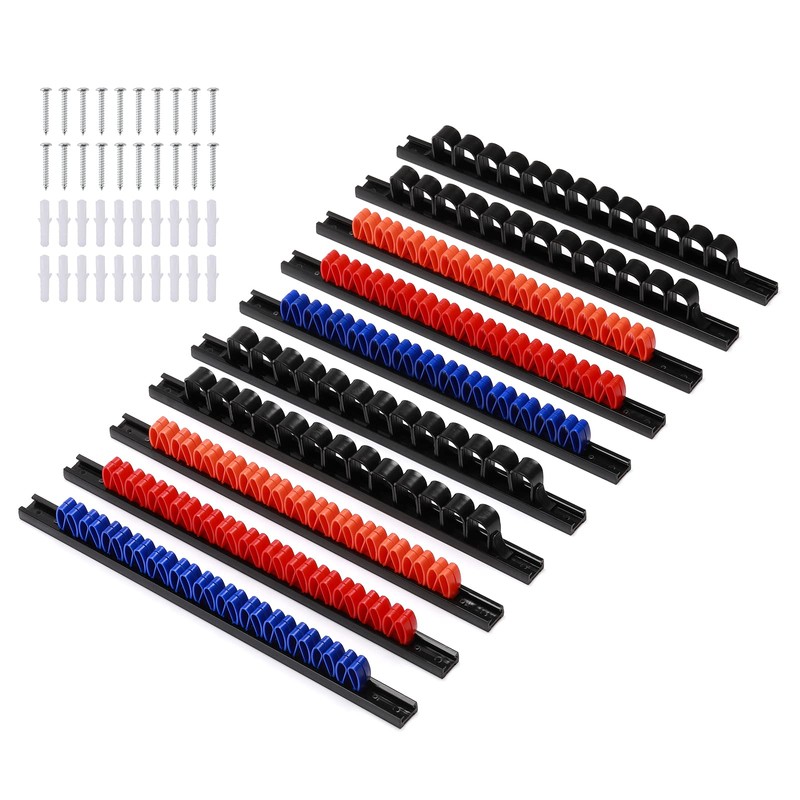AIRTOON 10 PCS Screwdriver & Wrench Organizer, Plastic Rail Wrench