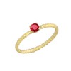 Dainty 10k Yellow Gold Stackable Ruby Solitaire Rope Engagement/Promise Ring