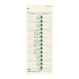 Tops TOPS Time Cards, Weekly, 1-Sided, 3-1/2" x 9", Manila, Green Print, 500-Count (1259)