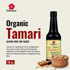 Ohsawa Organic Tamari, Traditionally Brewed in Cedar Kegs for Extra Flavor - Japanese Soy Sauce, Low - Sodium, Gluten-Free, Vegan, Kosher - 10 oz