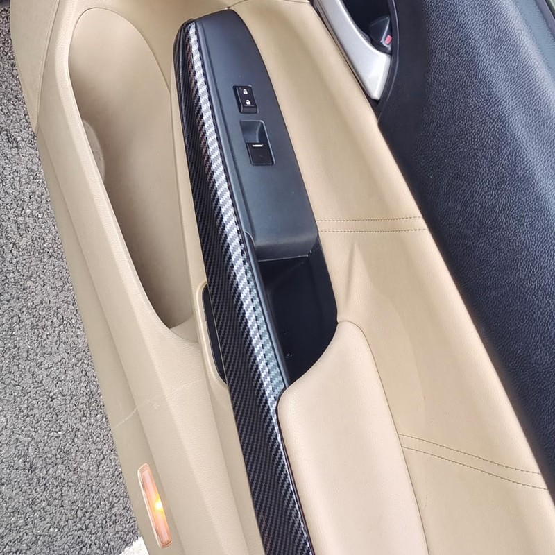 Carbon Fiber Pattern Inner Door Panel Cover Trim Fit for