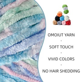 3 Pack Plush Chenille Chunky Yarn - Fluffy Velvet Yarn Crochet for Blanket Knitting and Crocheting - Soft Baby Yarn for Crocheting - Amigurumi Crochet Yarn 100g (87yds) (3 Candyfloss)