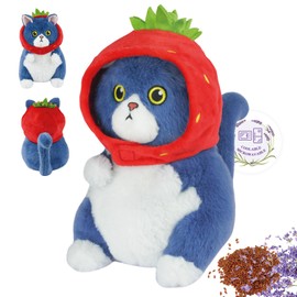 Cat Microwavable & Weighted Stuffed Animals, Cute Heated Stuffed Animals Plushies for Relieve Stress Soothing & Relaxation, Heating Pad Animal Plush Toys for Adults and Kids(Strawberry)