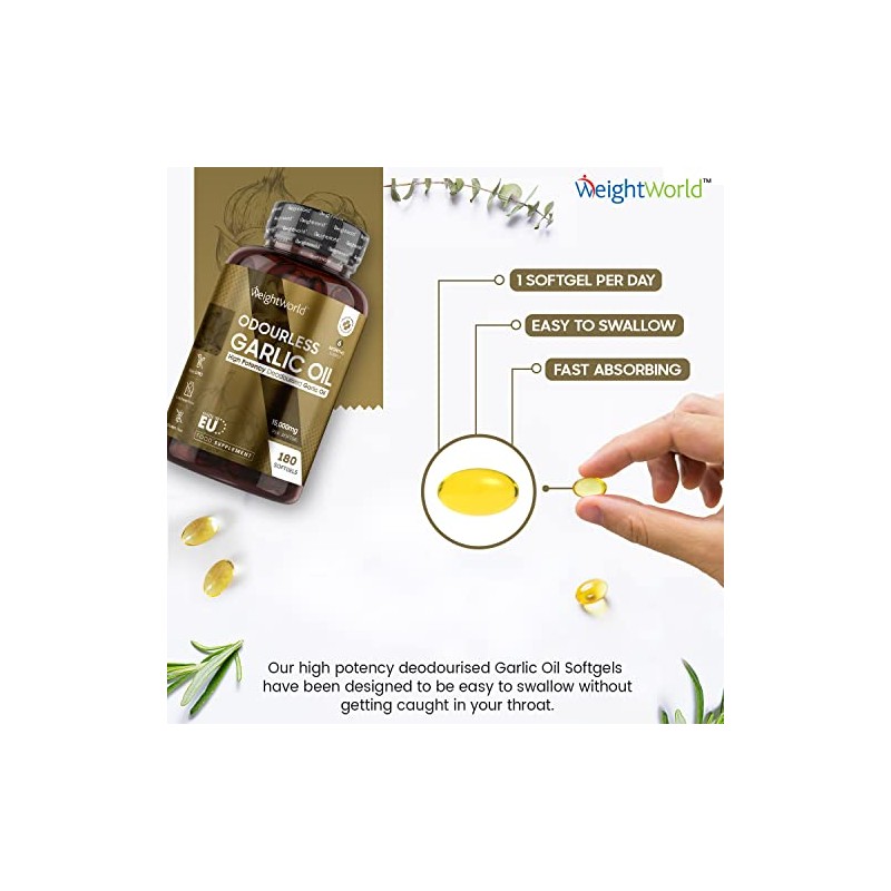 Garlic Capsules Odourless High Strength 45,000mg – 180 Softgels (Upto