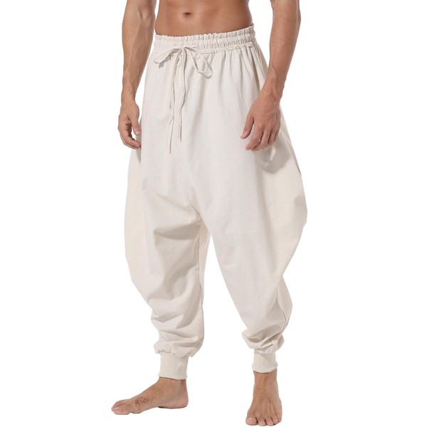 AITFINEISM Men's and womens Cotton Elastic Waist Baggy Yoga Aladdin