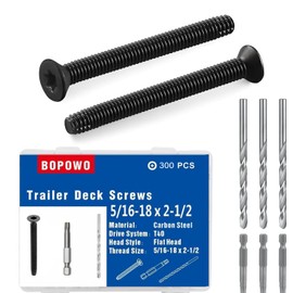 Bopowo (300pcs) 5/16-18 x 2-1/2" Flat Head Thread Cutting Trailer Deck Screws, Black Phosphate, Package Contains T40 Star Drivea and 9/32 Drill bit