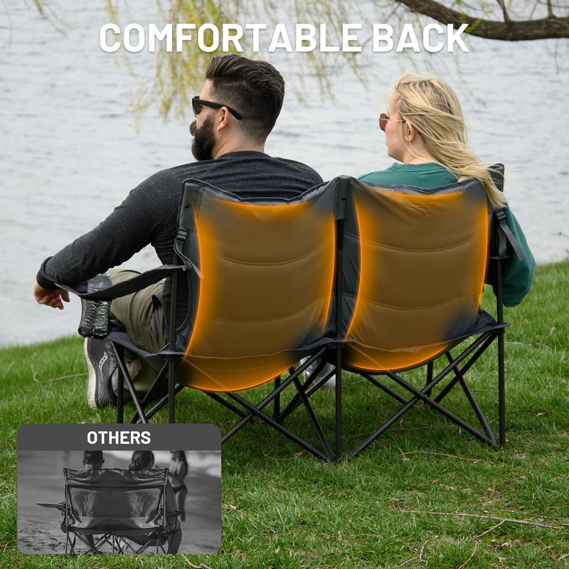 TIMBER RIDGE 2 Person Folding Loveseat Comfortable Double Foldable Camping
