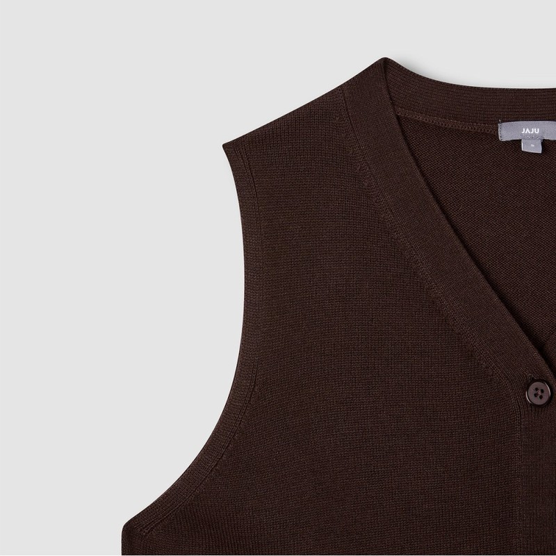 JAJU [JAJU/자주] 여 V넥 베스트_브라운 [JAJU] Women's V-Neck Vest_Brown