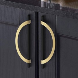 FILTA 10 Pack 7.6 Inch(192mm) Hole Centers Matte Black and Gold Cabinet Pulls,Stylish Kitchen Cabinet Handles Zinc Alloy Cabinet Hardware for Cabinets Cupboard Handles Drawer Pulls