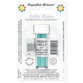 Sugarflair Frosty Holly Edible Lustre Dust, Add a Lustrous Shine to Cakes or Decorations. Brush On or Add Rejuvenator to Create Eye-Catching Edible Paint, Gives Shine to Your Bakes - 2g
