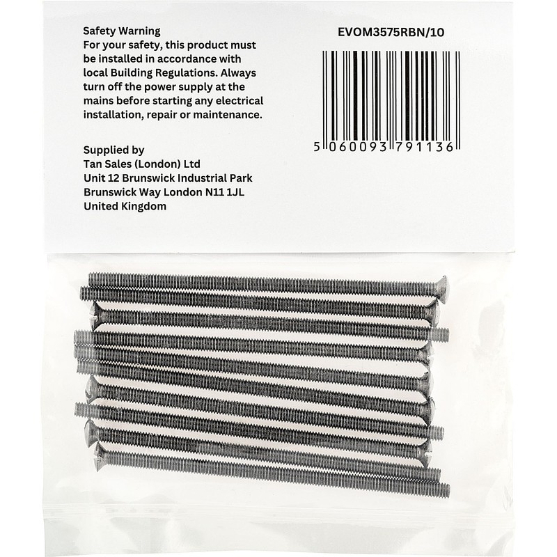 Evoges M3.5 x 75mm Long Raised Countersunk Slotted Head Electrical