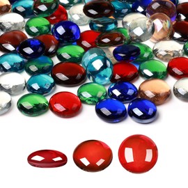 SUREAM 1 LB Glass Marble Beads, Assorted Mix Colors Firepit Glass Rock, Decorative Flat Marbles for Vases Fillers Aquarium Fish Tank Rocks DIY Crafts Table Scatter Decor
