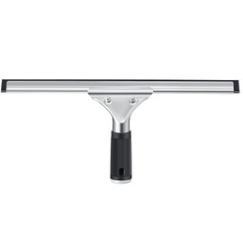 OAKENCREST Shower Squeegee Black with Replacement Lip, Window Squeegee with Hanging Holes, Wiping Width 40 cm, Squeegee Shower, Window Wiper, Bathroom Wiper for Mirrors, Windows, Glass, Bathroom