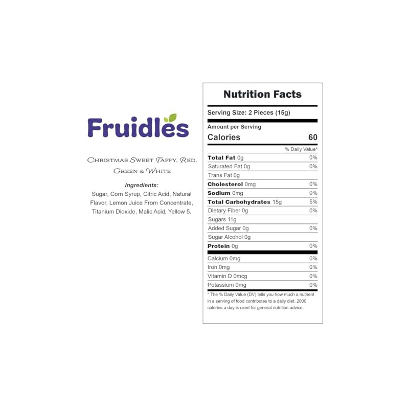 Fruidles Christmas Sweet Taffy, Red, Green & White, Mixed Fruit