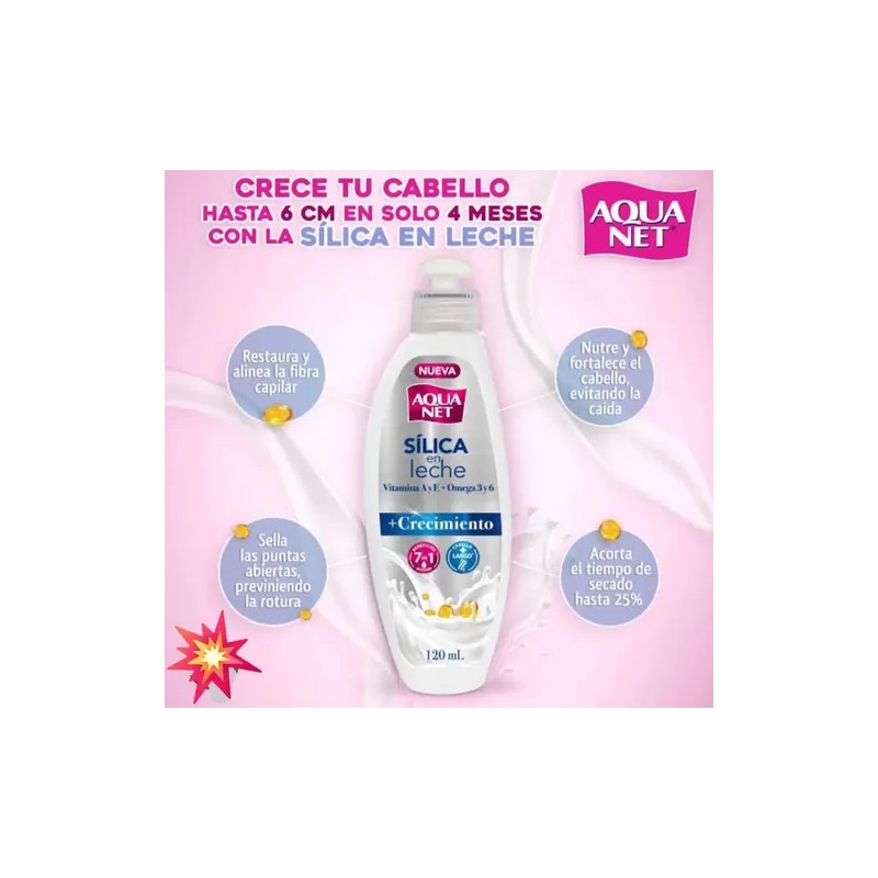 Sílica para Cabello Aqua Net en Leche con Crecimiento y
