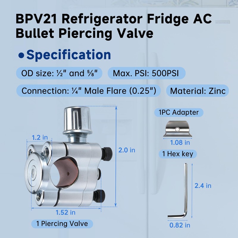 BPV21 Bullet Piercing Valve for 1/2"& 5/8" OD AC Refrigerator