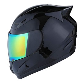 1Storm Motorcycle Bike Full FACE Helmet Mechanic Glossy Black; Size L (57-58 CM; 22.4-22.8 Inch)