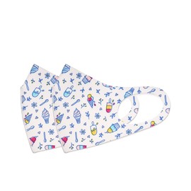 (Kids) Antibacterial Silver Ion Mask, Washable, 3D UV Protection, Individually Wrapped (Set of 2 Navy)