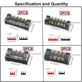 HAXIHA 600V 15A Screw Terminal Strip 8 Sets 3/4/5/6 Positions, Double Row Screw Terminal Strip Block with Cover 400V 15A Pre-Insulated Terminal Barrier Strip (TB1504) for Electronic Circuit