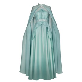 daizbella Renaissance Fairy Dress Elf Cosplay Dress Halter Vintage Medieval Costume with Detachable Cape