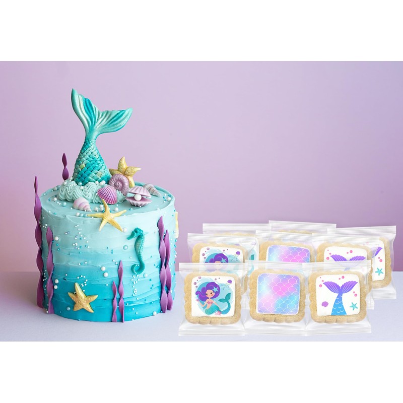 Mermaid Cookies Party Favors Cookies Decorated | 24 Pack INDIVIDUALLY