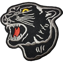 Black Jaguar size 3 x 3 inch biker heavy metal Horror Goth Punk Emo Rock DIY Logo Jacket Vest shirt hat blanket backpack T shirt Patches Embroidered Appliques Symbol Badge Cloth Sign Costume Gift