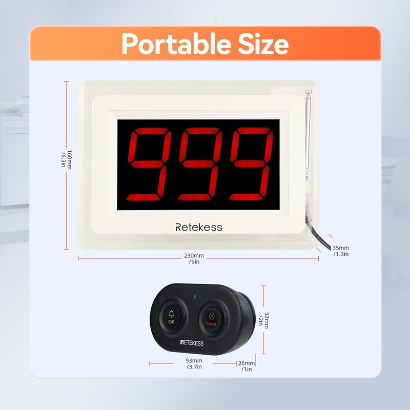 Retekess T114 Caregiver Pager, Emergency Button for Elderly, Low Battery
