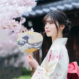 UCPORT Folding Fan, Women's, Gift, Paper Fan, Silk, Bamboo, Wedding, Shichi-Go-San Celebration, Children's Day, Graduation Ceremony, Women's, Fashionable, Japanese Style, Beautiful, Floral, Butterfly