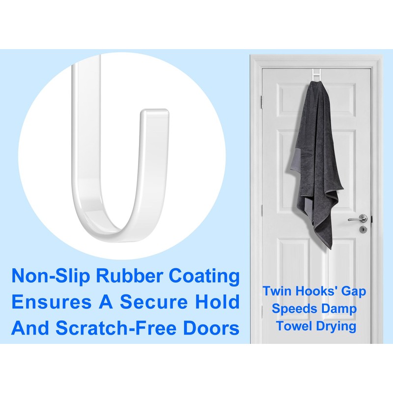 Mars-Rock Double Over Door Steel Hooks 2 Pack Fit 1-3/8"