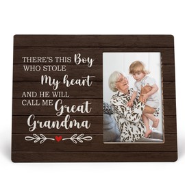 MAQIKA Great Grandma Gifts, Great Grandma Picture Frame, Great Grandma Frame, Gifts for Great Grandma, Great Grandma Baby Announcement, He Will Call Me Great Grandma Wood Photo Frame for 4x6 Photos