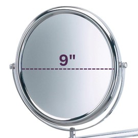 JERDON Two-Sided Wall-Mounted Makeup Mirror with 3X-1X Magnification –9” Diameter Mirror Extends 9” – Polished Chrome Finish - Model JP3030CF