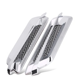 2Pcs Side Vents for Cars, Keenso Chrome Silver Car Air Vents for Cars Intake Grille Duct Decoration Sticker
