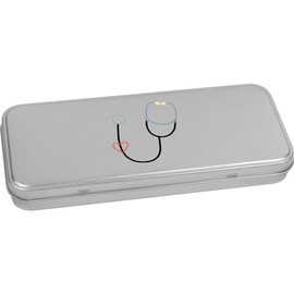 Azeeda 'A Stethoscope to Monitor Your Heart ' Metal Hinged Stationery Tin/Storage Box (TT00229516)