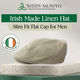 Summer Scally Cap Linen Grey Herringbone Made in Ireland Small