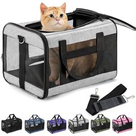 Conlun- Transportador para gatos aprobado por aerolíneas, transportador para perros de lados blandos con correa de seguridad interior, transportador