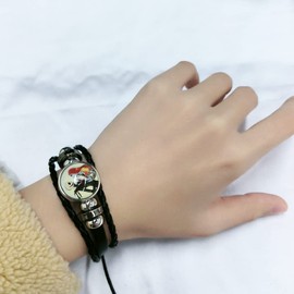 Jack and Sally Nightmare Before Christmas Beaded Adjustable Hand Woven Leather Bracelet Braided Inspired Couple Matching Bracelets Promise Engagement Wedding Anniversary Birthday Valentine's Day Gifts