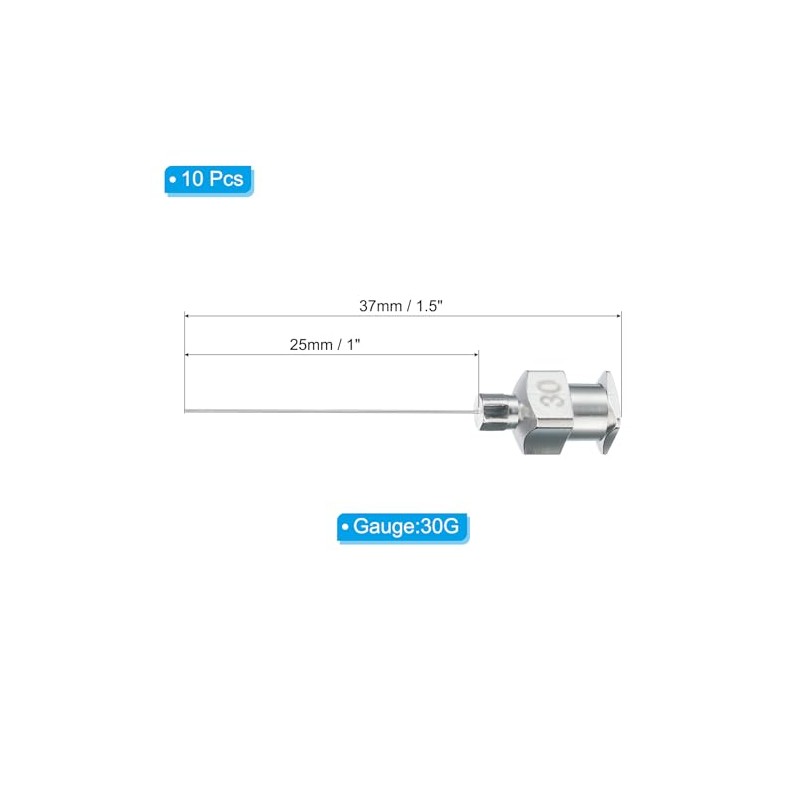 Aguja Luer Lock desechable 32Ga 4 mm, paquete de 100