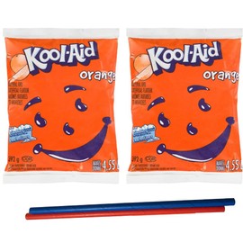 Cool Aid Orange Sweetened Drink Mix - Slushie Mix 392g Each (2 packs in bundle) - Comes with 2 Paper Straws and 1 Exclusive PALiSOL CREATiONS Stickers Cool-Aid Mix