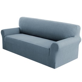 Princedeco 100% Waterproof Couch Covers for 3 Cushion Couches and Sofas,Stretch Jacquard Fitted Couch Seat Covers,Sofa Covers Washable Furniture Protector for Kids, Pets, Dog (Sofa, Stone Blue)