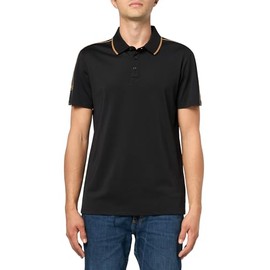 GUESS Mens Eco Quattro G Tape Polo, Jet Black/Coconut Latte Combo, Medium