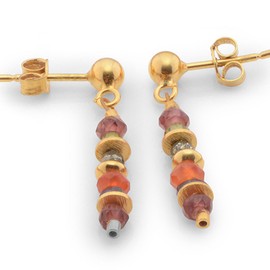 Gemstone Stud Earrings High-Quality Goldsmithing Work from Germany (Sterling Silver 925, Gold-Plated) Women's Earrings with Expertise, Sterling Silver, Carnelian
