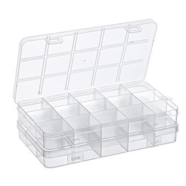 MumdoYAL Pack of 2 sorting boxes for small parts, sorting box, storage craft material, with 15 compartments and lid for storing earrings, beads, screws