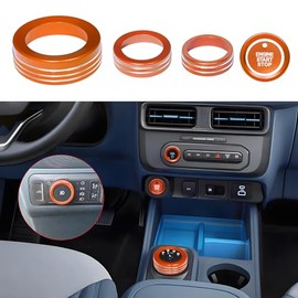 BORUIEN BORUIEN for Ford Maverick 2025 Accessories Interior Decor Gear Shift 4WD Engine Start Stop Headlight Volume Radio Control Switch Center Consoles Knob Cover 5Pcs Aluminum Alloy (Orange, 2025-Up)