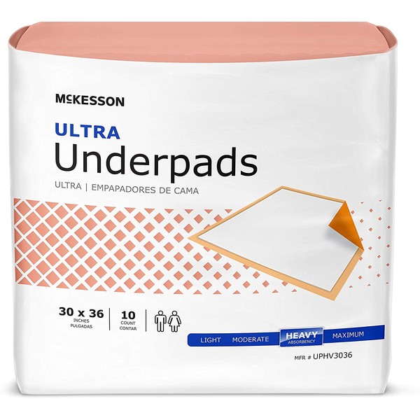 McKesson Ultra Underpads, 30 x 36 Inch, Heavy Absorbency, Disposable, 100 Count