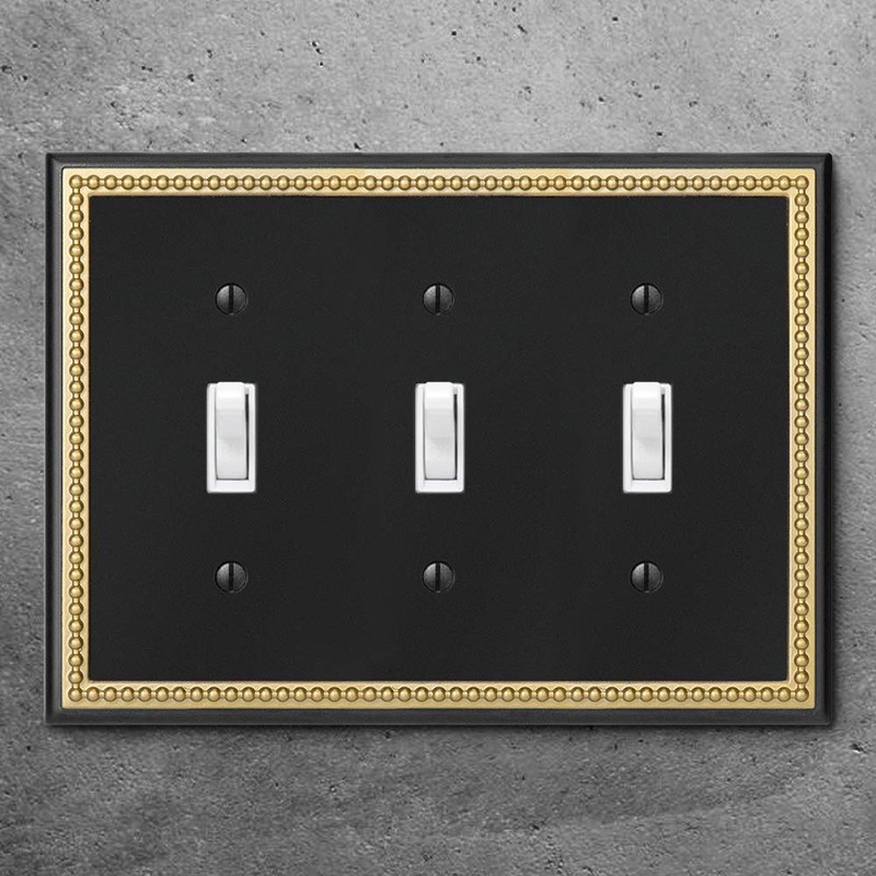 Pearled Frame Decorative Wall Plate Switch Plate Outlet Cover (Triple