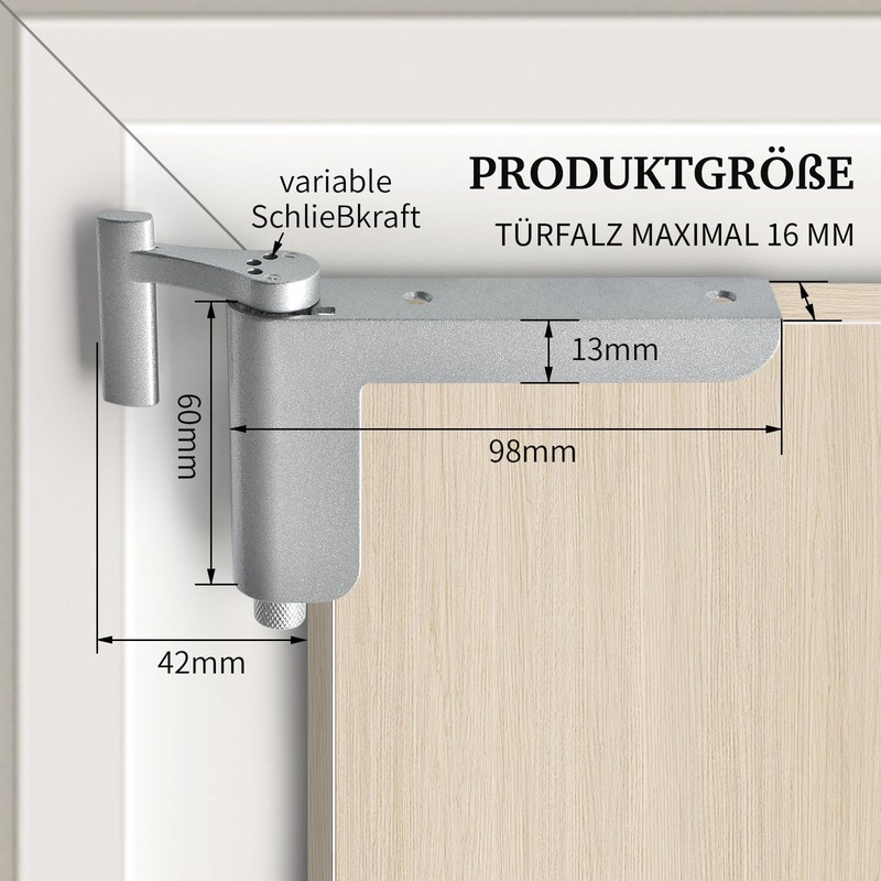 Door Closer No Drilling, MARIE Door Closer Automatic for Light