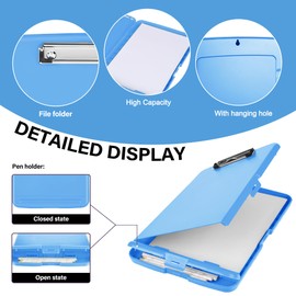 YEAHVIY Clipboard with Storage, High Capacity Clip Boards 8.5x11, Heavy Duty Plastic Nursing Clipboard Folder with Pen Holder and Low Profile Clip for School & Office