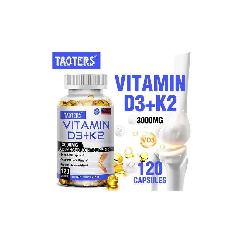 Taoters K2d3 120 Cápsulas, Vitamina D3, K2, Sin Sabor