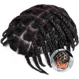 Hombres Sistema de cabello humano trenzado crochet for hombre, postizo, trenzas, tupé for Postizo